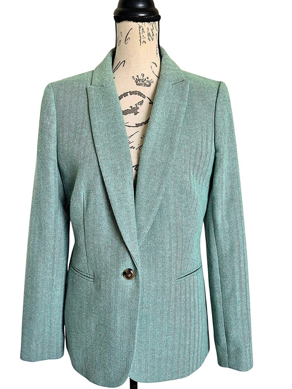 J. Crew Holland Green Herringbone wool blend Blazer Size 10 Preppy Academia